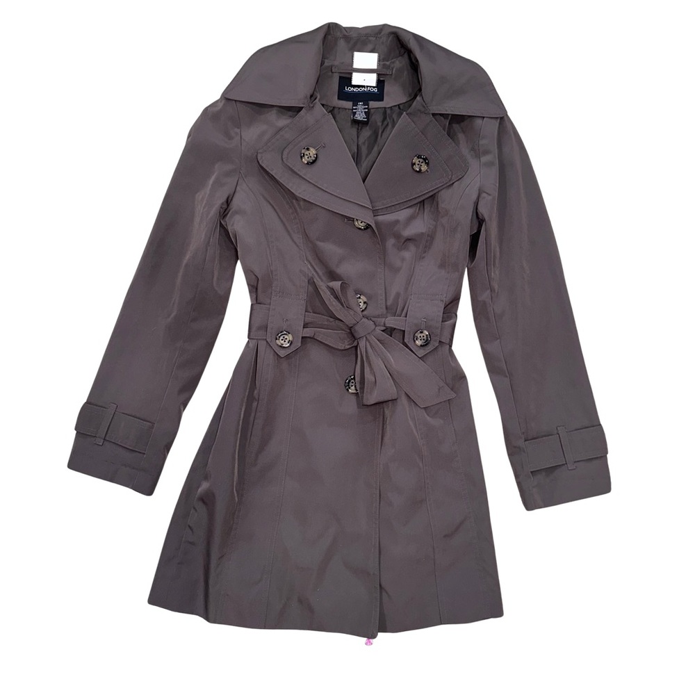 LONDON FOG Women's Double Collar Hooded Water-Resistant Trench Coat